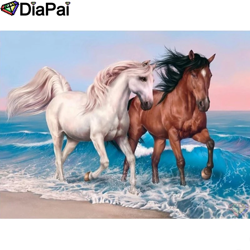 

DIAPAI Diamond Painting 5D DIY 100% Full Square/Round Drill "Animal horse" Diamond Embroidery Cross Stitch 3D Decor A24603