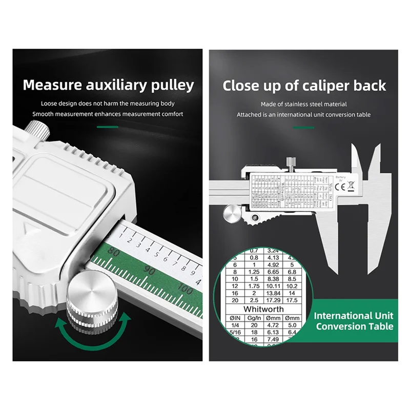 

AT21-ET54 150Mm Digital Caliper Stainless Steel Fraction / Mm / Inch 0.01Mm High Precision For Mechanical Components Measure
