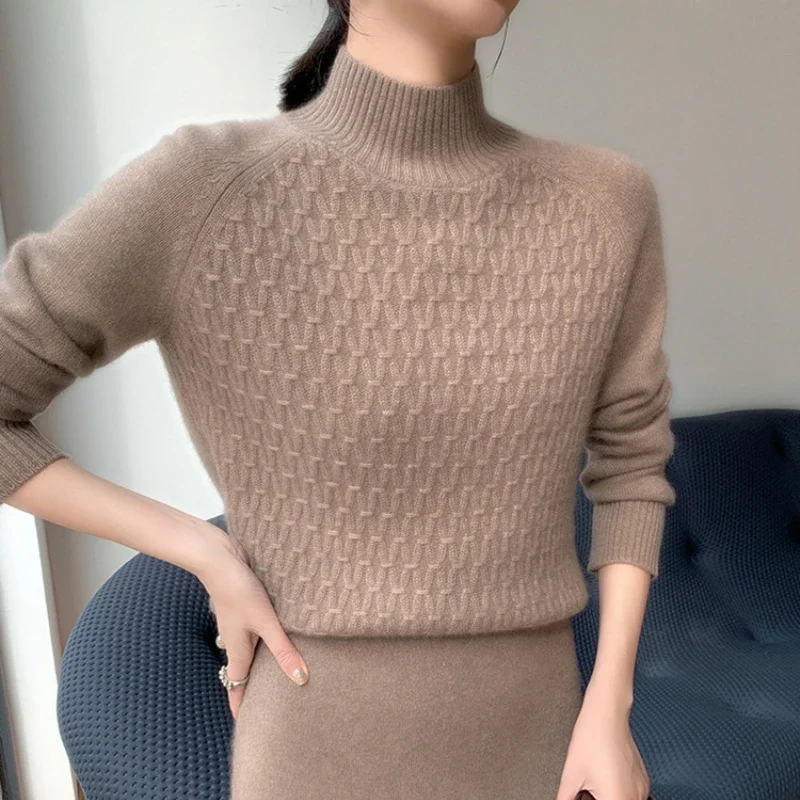 Jerséis Para Mujer, cuello medio alto, Tops sencillos y elegantes, tejidos que combinan con todo, Ropa Elegante Para Mujer, suéteres suaves Para mantener el calor en invierno