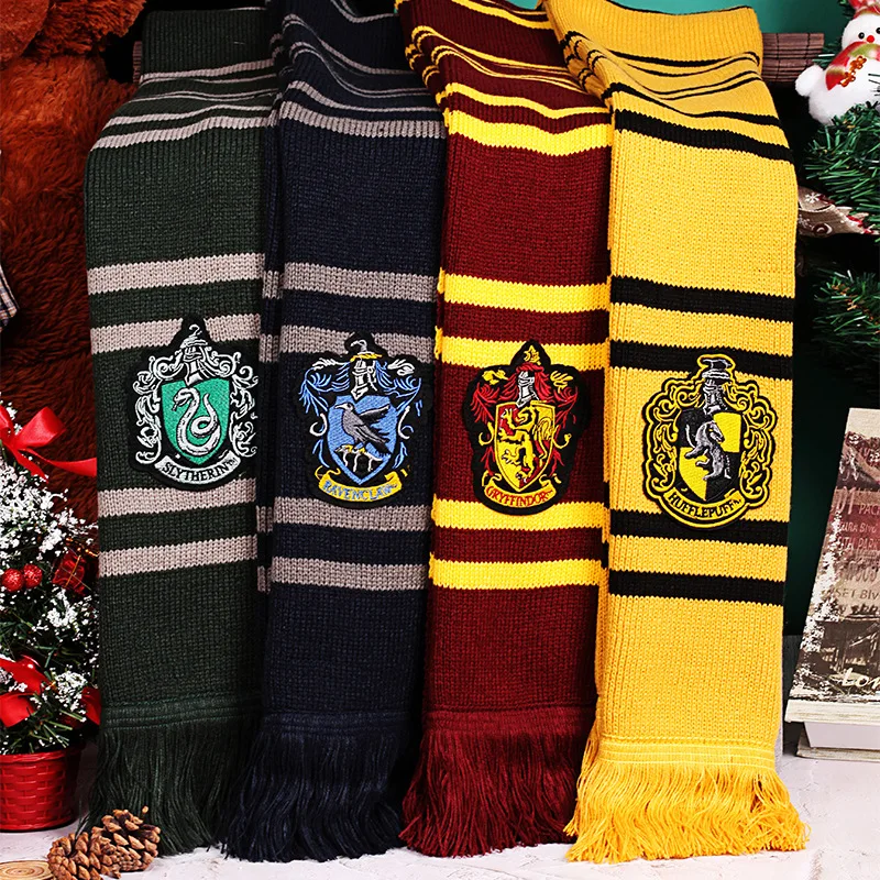 Bufanda gruesa y cálida de Harry Potter, insignia de la Universidad de Slytherin Hogwarts, Gryffindor, Hermione, regalo, Ravenclaw, accesorio de moda