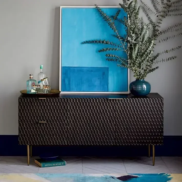 N Nordic Modern Simple TV Cabinet Shell Pattern Vintage American Country TV Cabinet Restaurant Sideboard Cabinet