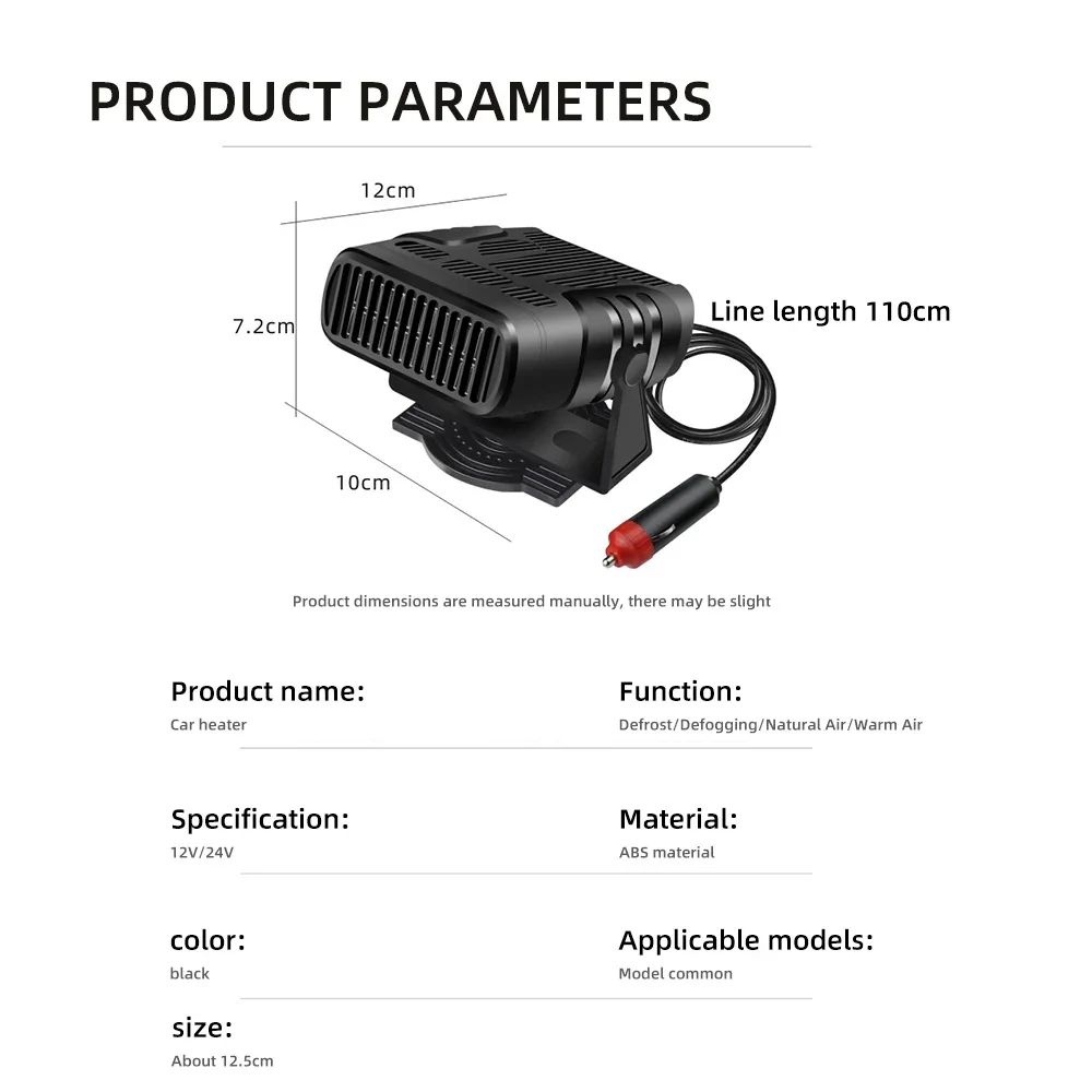 2 IN 1 Car Cooling & Heater Fan 12V 120W 24V 200W Auto Windshield Anti-Fog Electric Heating Dryer Defogging Demister Defroster