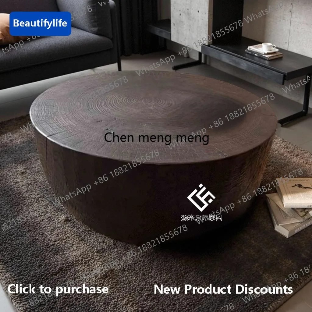 

C139 Wabi Sanfeng Round coffee table Solid wood pier Tea room Tea table B & B Wabi Sanfeng