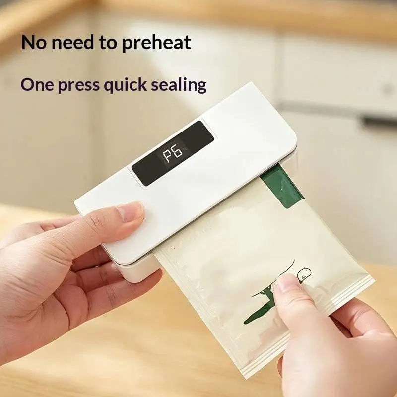 Portable 2 in 1 Mini Plastic Bag Heat Sealer Reusable Handheld Sealing Machine for Food Storage Household Travel Use