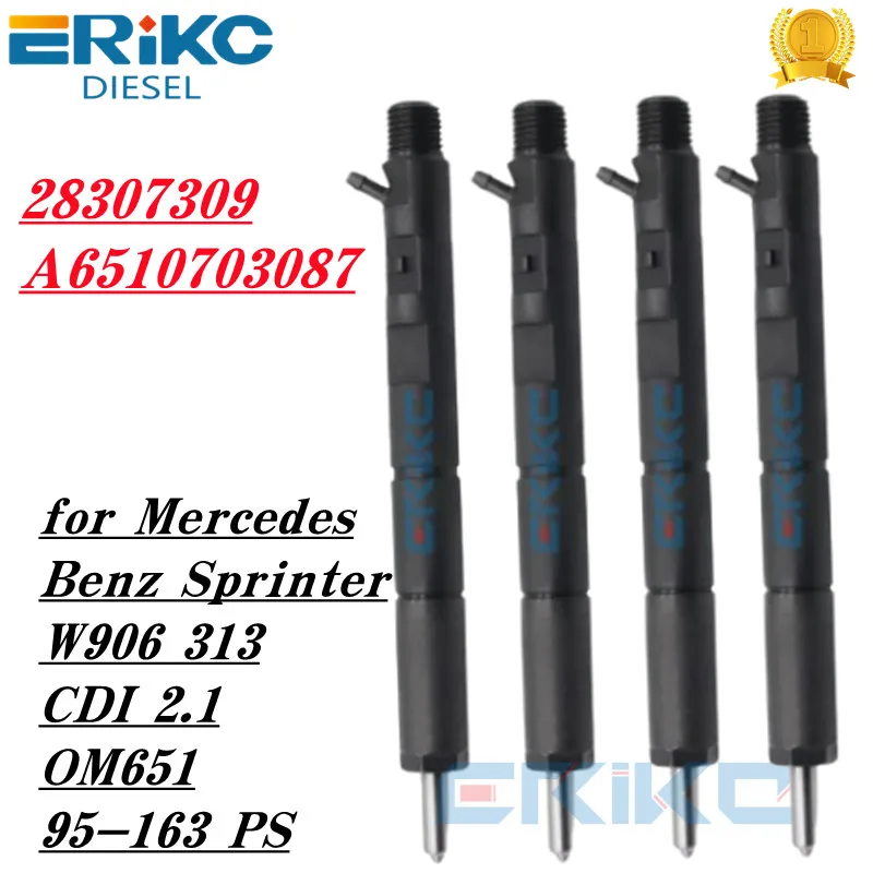 4PCS A6510703087 New -Diesel Fuel Injector A6510703087 28307309 for Mercedes Benz Sprinter W906 313 CDI 2.1 OM651 95-163 PS