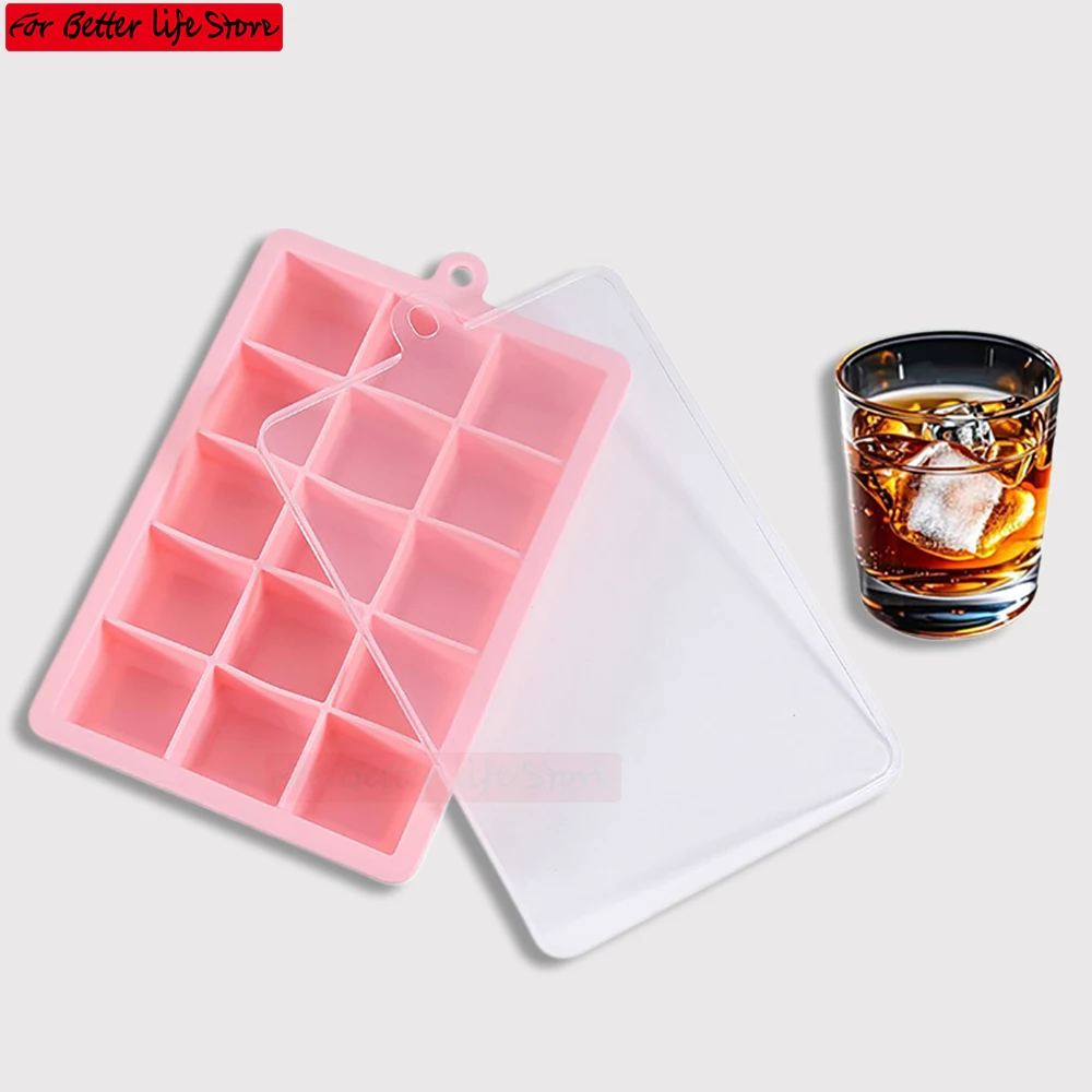 

1piece 24or15-hole Silicone Ice Cube Mold Grid Square with Lid Trays Ice Cold Drinks Whiskey Cocktails Tools Ice Mold