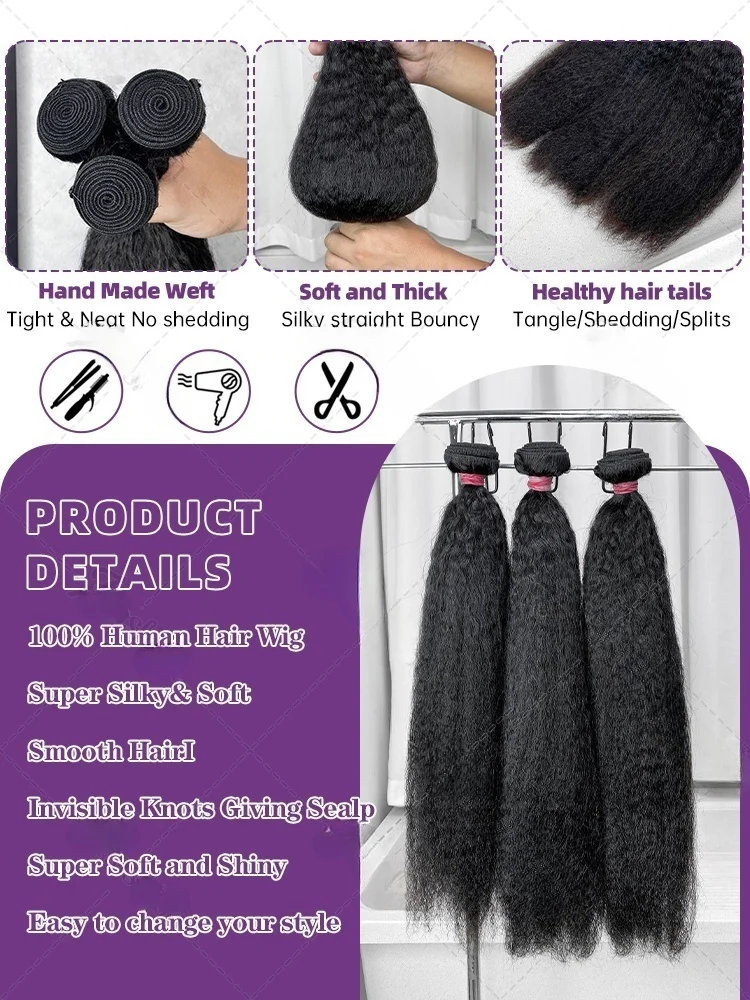 8-30 32 Inch Brazilian Kinky Straight Human Hair Bundles Remy Human Hair Extensions 1/3 Pcs Hair Weft Yaki Straight Human Hair