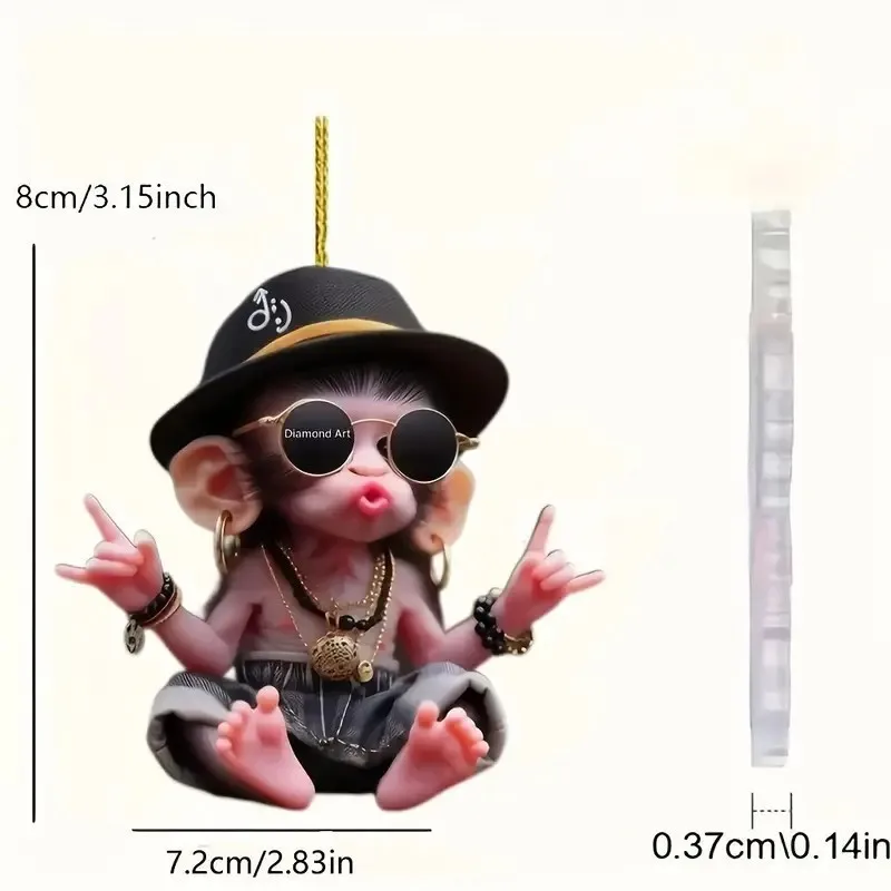 2d-автомобильный-кулон-в-форме-обезьяны-подвесное-украшение-с-цепочкой-реалистичное-зеркало-заднего-вида-с-животными-подвесной-декор-аксессуары-для-салона-автомобиля