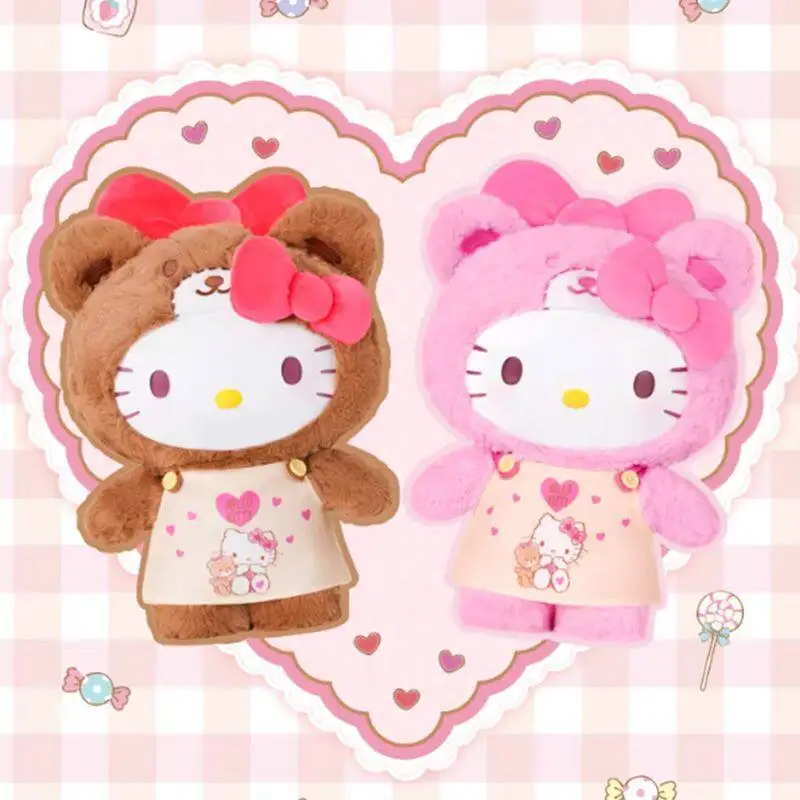 

[Genuine] In Stock New Sanrio Hellokitty Caramel Pajama Vinyl Face Doll Blind Box Peach Heart Pajama Overall Fan'S Kawaii Gifts