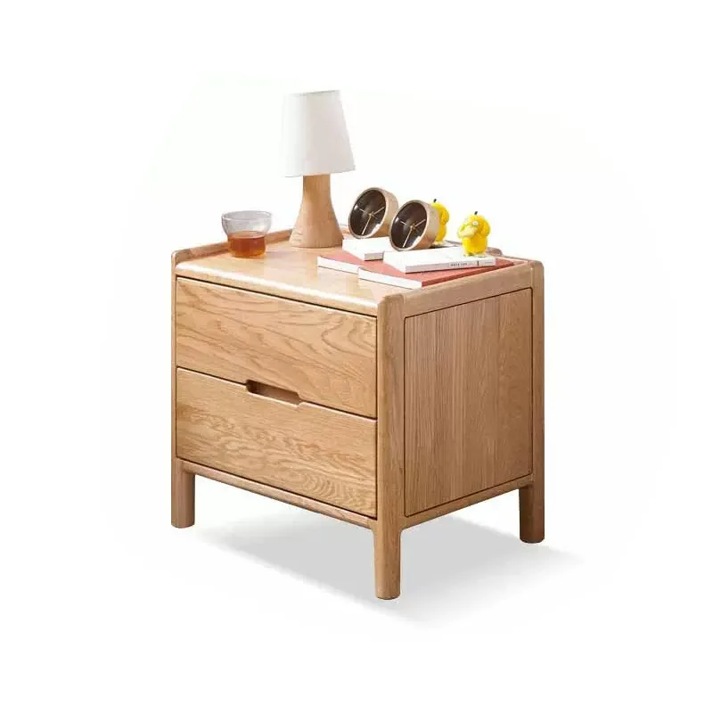 

Nordic bedroom storage cabinets, modern minimalist lockers, oak three-draw bedside cabinets