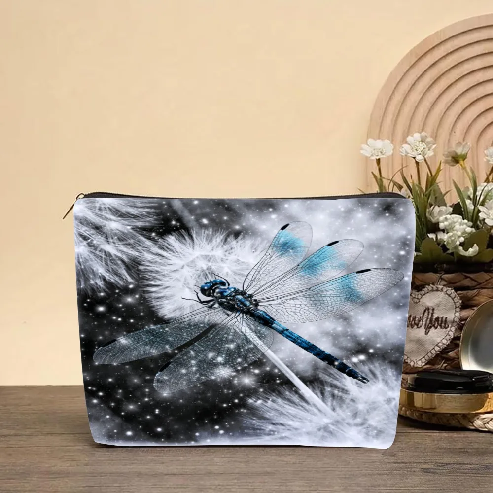 Dragonfly Dandelion Stars Night Sky Makeup Bags for Girls Cosmetic Pouch Toiletry Bag Pencil Case Travel Storage