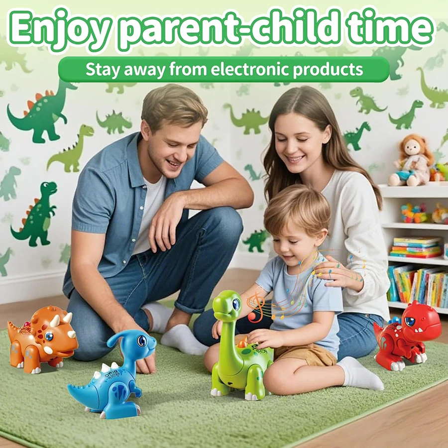 Magnetische dinosaurusspeelgoedset voor kinderen DIY magnetische mix of match Dino-speelgoed met lichtgeluiden STEM educatief speelgoed magnetische blokken