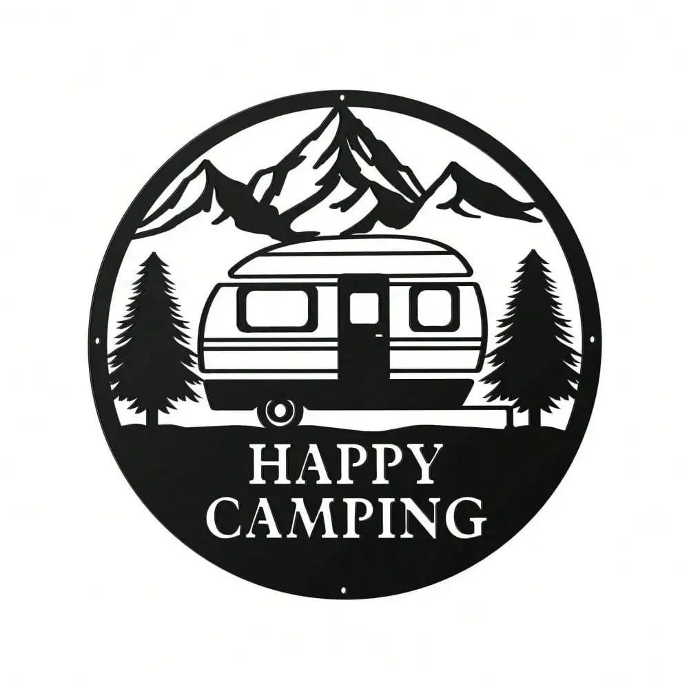 CIFbuy Vintage Metal Wall Art Rustic Camper Trailer Farmhouse Sign for Living Room Bedroom Porch