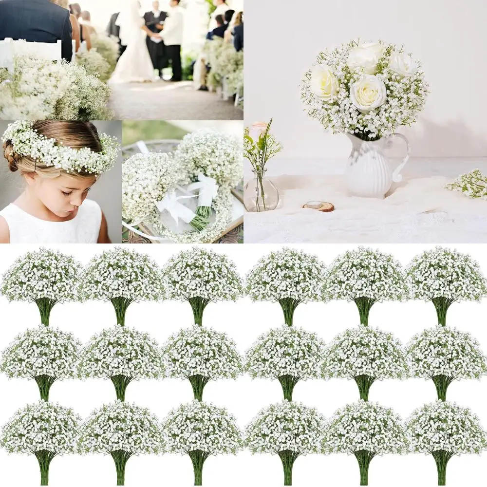 

50 Pcs Artificial Baby's Breath Flowers, Bulk Real Touch White Baby's Breath for Weddings and Home Decor Floral Arrangements