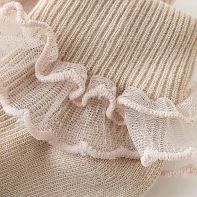 C63C نونسليب فتاة الدانتيل تقليم الجوارب تنفس محبوك الجوارب القطنية الرضع القدم دفئا