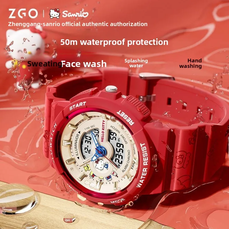 ZGO Co-branded Sanrio HelloKitty Student Watch, Ins Luminous Waterproof Imported Movement Watches