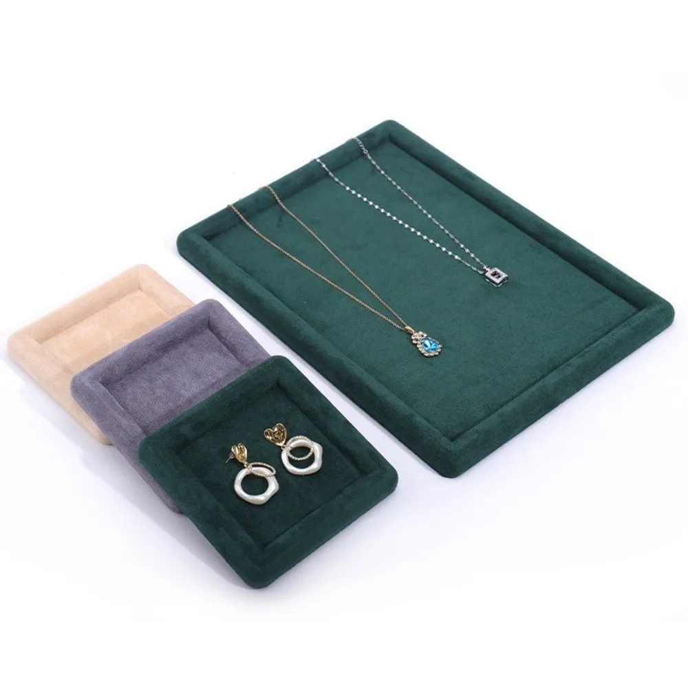 DIY Velvet Jewelry Display Tray Solid Color Exquisite Jewelry Storage Tray Blank Box Luxury Showcase Organizer Photo Props