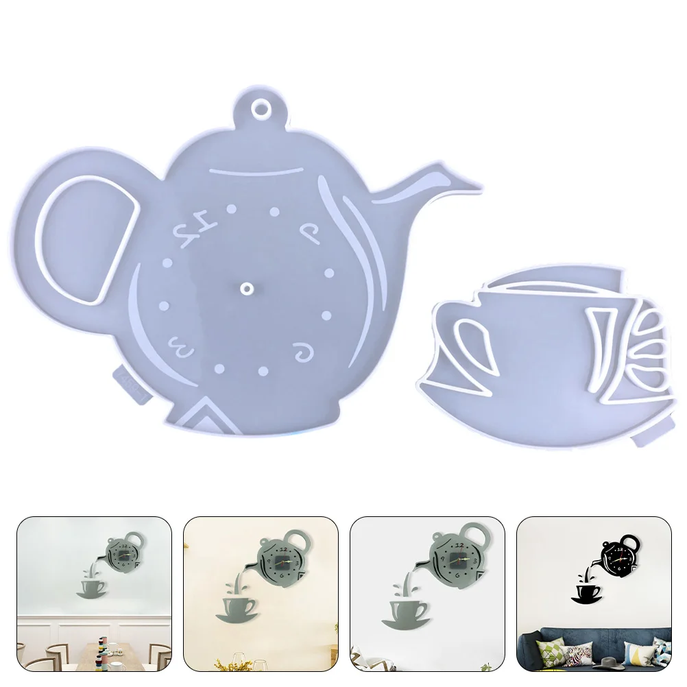 

1 Set Silicone Clock Mold Kettle Cup Diy Wall Hanging Decorative Craft Mold Resin Wall Ornament Home Decor Manual Art Molds