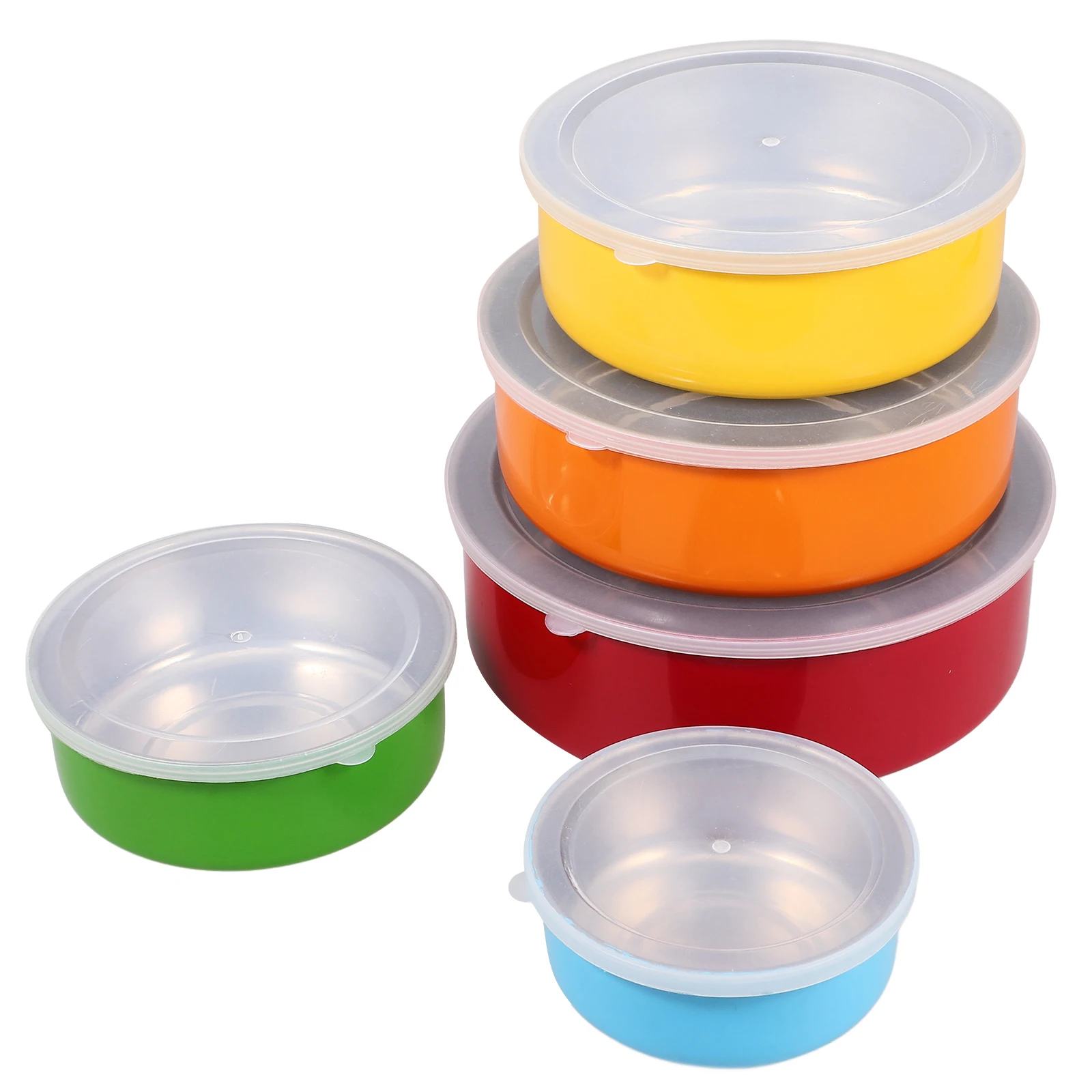 

5 pcs Stainless Steel Food Containers Lids Set Multiple Sizes For Kitchen Storage Snack Salad Bowl Lunch Noodle Mixing Container