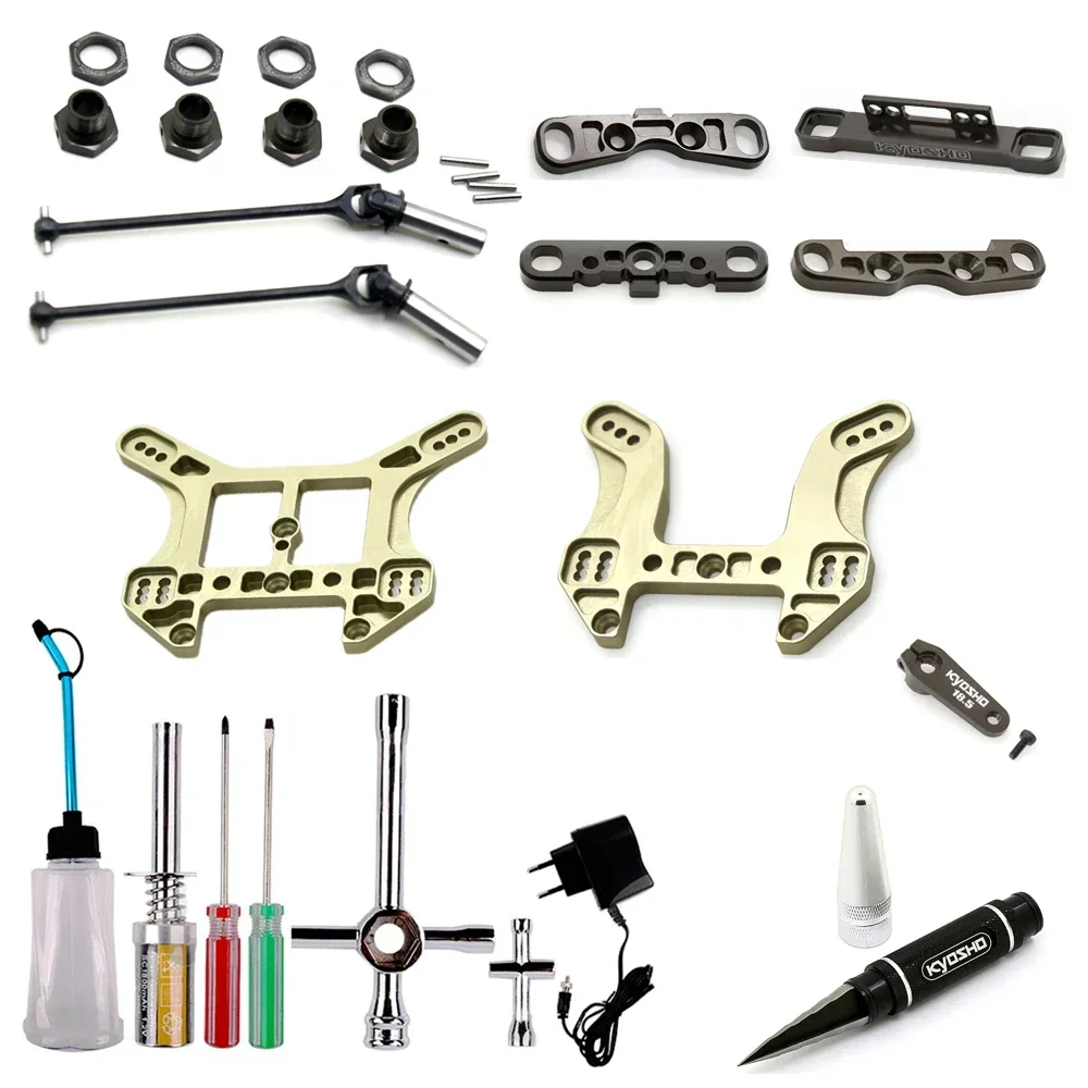 KYOSHO MP10 Metal Front Rear Shock Absorber Mount CVD Arm Code Servo Arm Sus Holder Igniter Set For 1/8 RC Car Oil Buggy Inferno