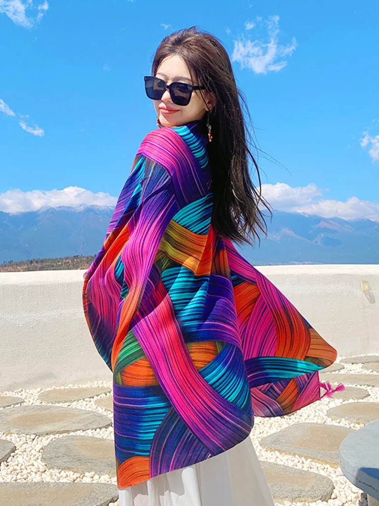 New Summer Elegant Women Silk Scarf Beach Wrap Shawls Chic Sweet Print Lady Sunscreen Bandana Long Hijab Mujer Boho Scarve Pareo