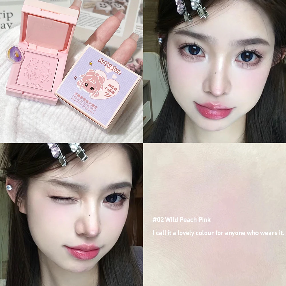 4-in-1 กรณีแต่งหน้า Palette Blush Matte Mineral Powder ยาวนาน NATURAL Cheek Contour Tint 4 สี Face Blush เครื่องสําอางเกาหลี