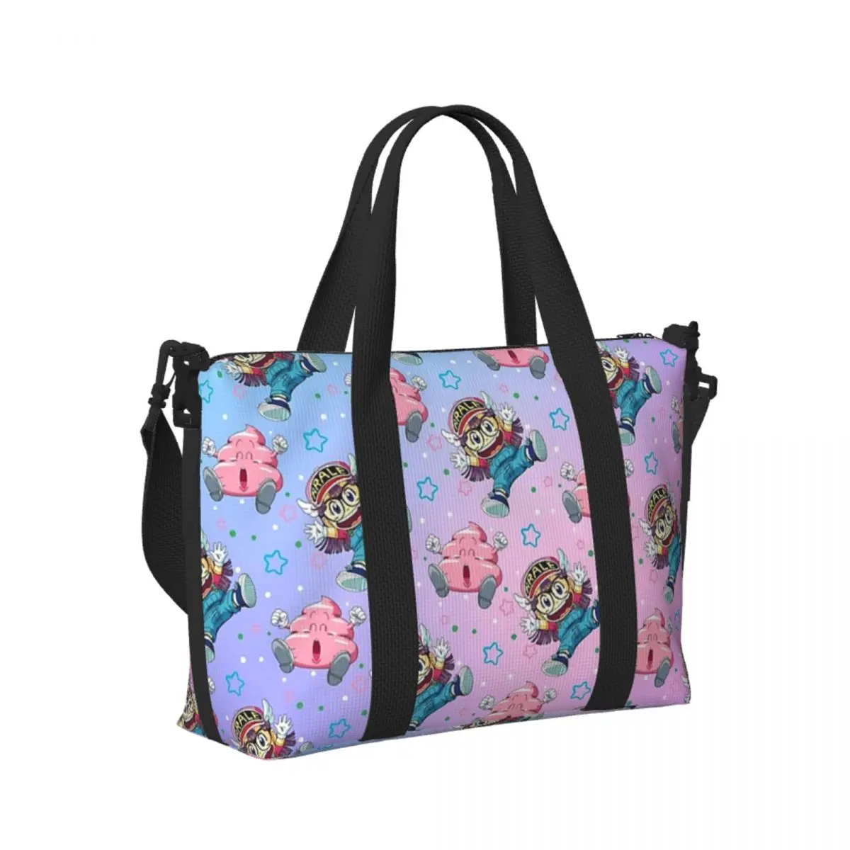 

Arale And Poop Dr Slump Beach Travel Bag Large Capacity Tote Bags for Gym Yoga Women Shopping Duffle Shoulder Bag