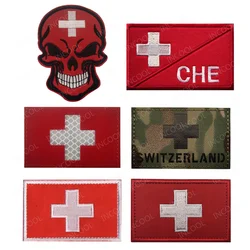 Switzerland Swiss Flag IR Infrared Reflective Patches Appliqued Embroidered Patch For Bag Clothing Backpack Cap