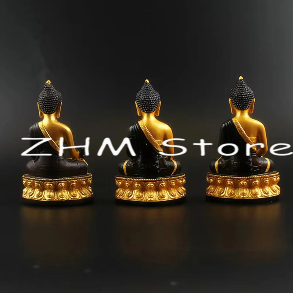 13cm Gold Plated Three Treasured Buddha Statue,Resin Sakyamuni/Amitabha/ Medicine Figurines Mascot Home Putting Decoration