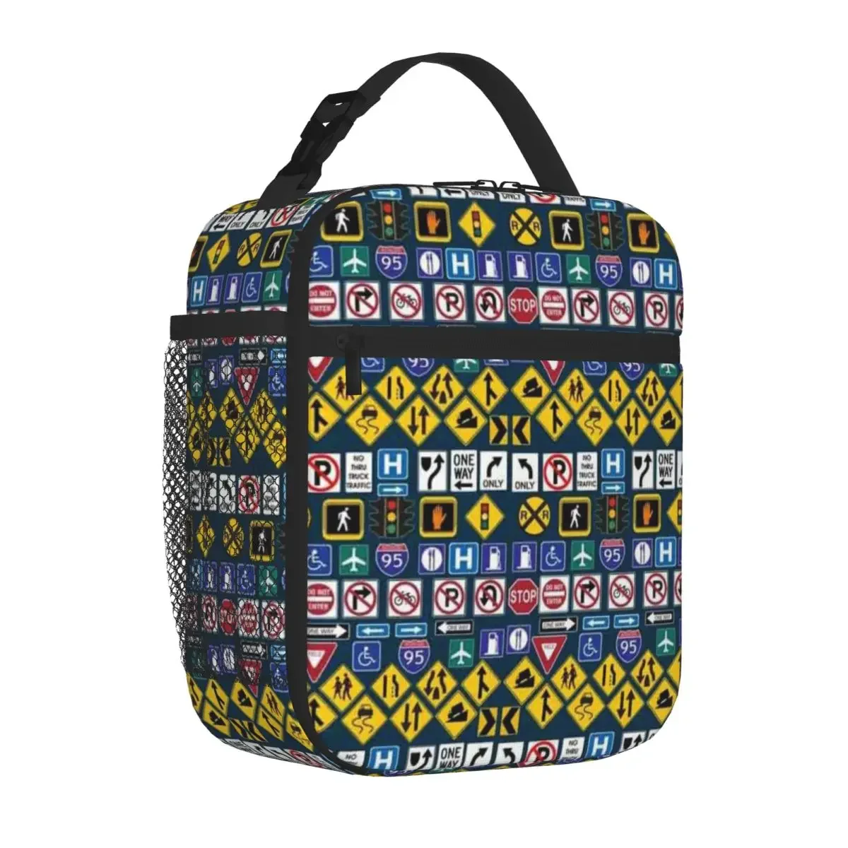 Bestselling Road Signs Regulations Signs School Style Bento Bag Auto Travel Office Lunch Bag