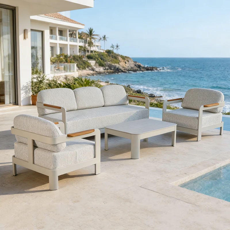 

&y All Weather Commercial Outdoor Garden Furniture Patio Set Waterproof White Color Garden Sofa Sets