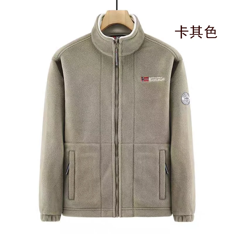 

2025 Men's Winter Jacket Luxury Vintage Thick Fleece-lined Zipper Pocket Warm Coat Casual Sport Polar Fleece Cold-proof Jacket