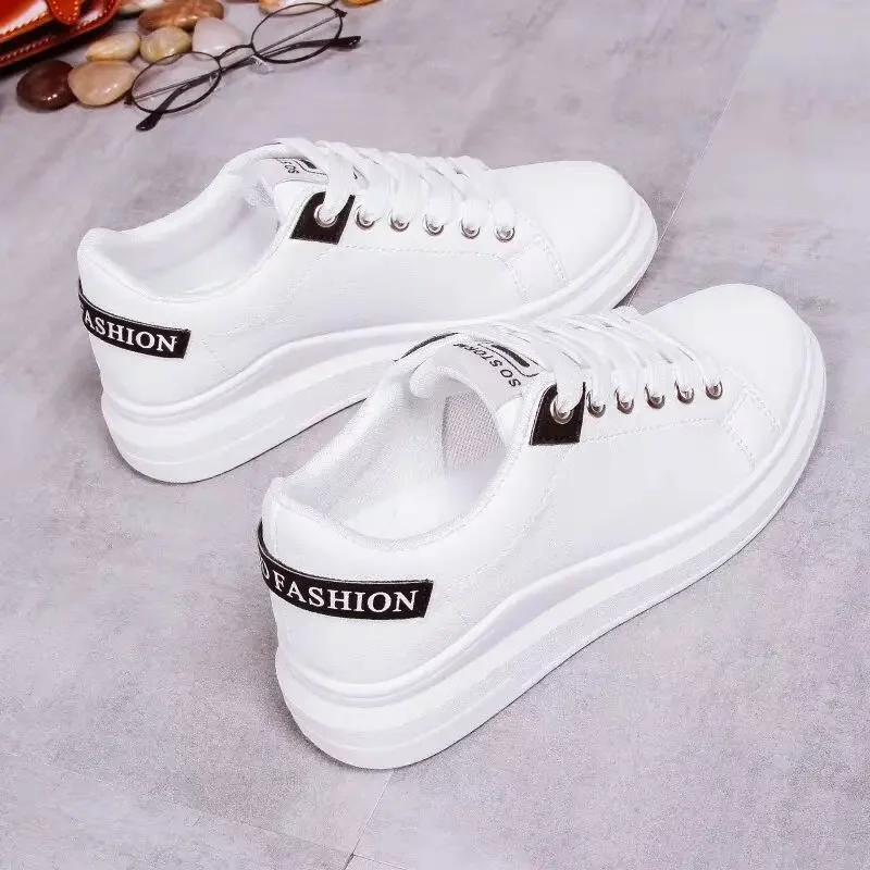 

Breathable Leather Version Student Sports Panel Casual Shoes Solid Color Shoes Low Top Korean Autumn Girls White Shoes Women