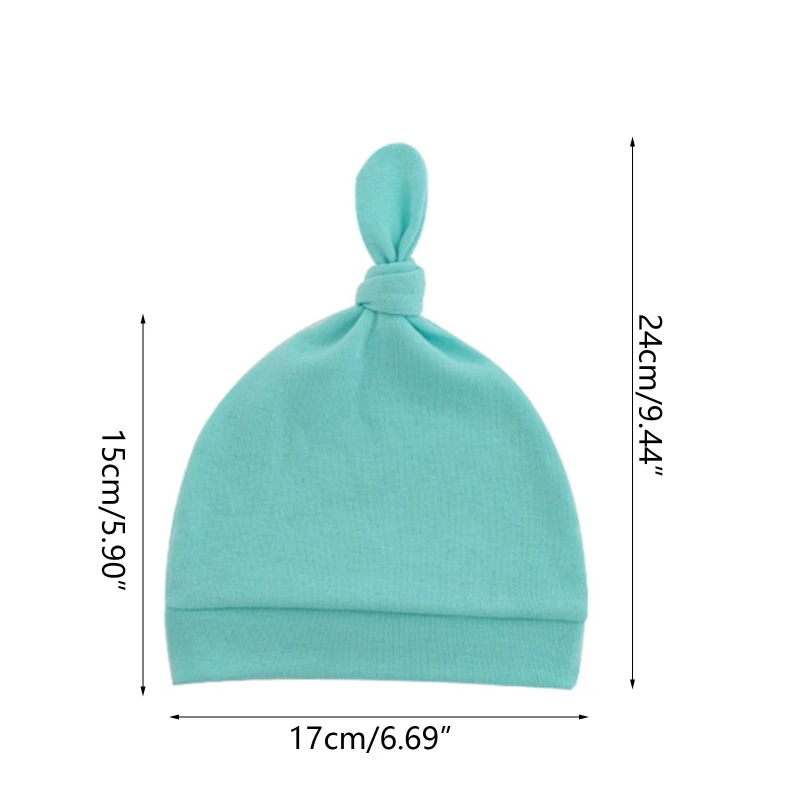 Nouveau bébé coton doux chapeau Bonnet nuit nouveau-né infantile mignon queue noeud Bonnet couleur unie Bonnet Bandanas