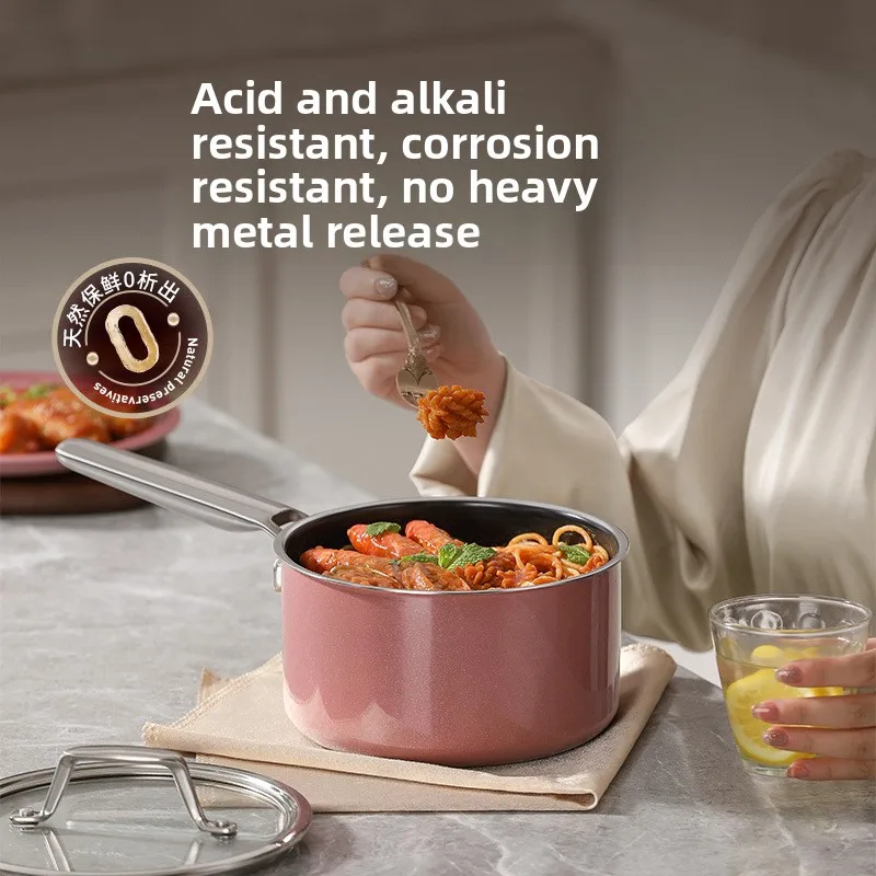 Enamel milk pot Household non-stick  Stainless steel  Noodle cooking  Supplementary food pot