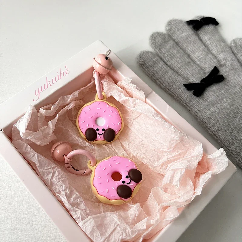 Donut สีชมพูการ์ตูนน่ารักน่ารักสําหรับ Apple Airtag สําหรับ AirTag Tracker เกราะป้องกันสําหรับ Air Tag ฝาครอบป้องกัน