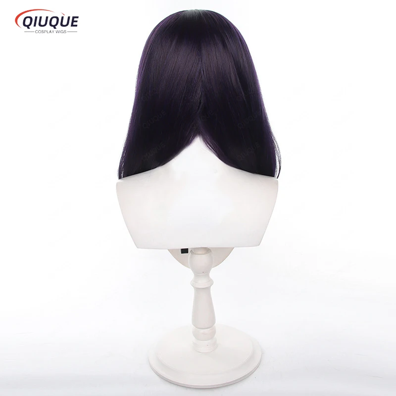 Peluca de Cosplay de Anime Iori Utahime, pelo sintético largo, morado oscuro, resistente al calor, fiesta de Halloween, gorro de peluca