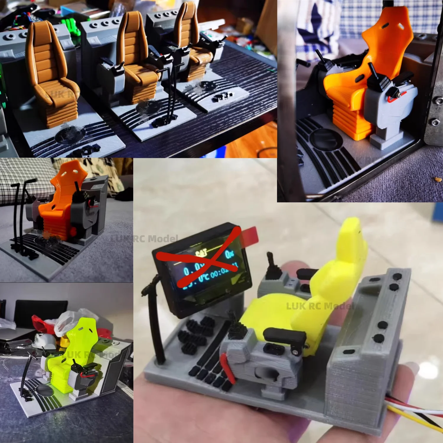

1/12 RC Hydraulic Excavator Mode Engineering Vehicle 3D Printing Driver's seat 336 DIY Part Cabin Interior 1/14 Accessories DIY