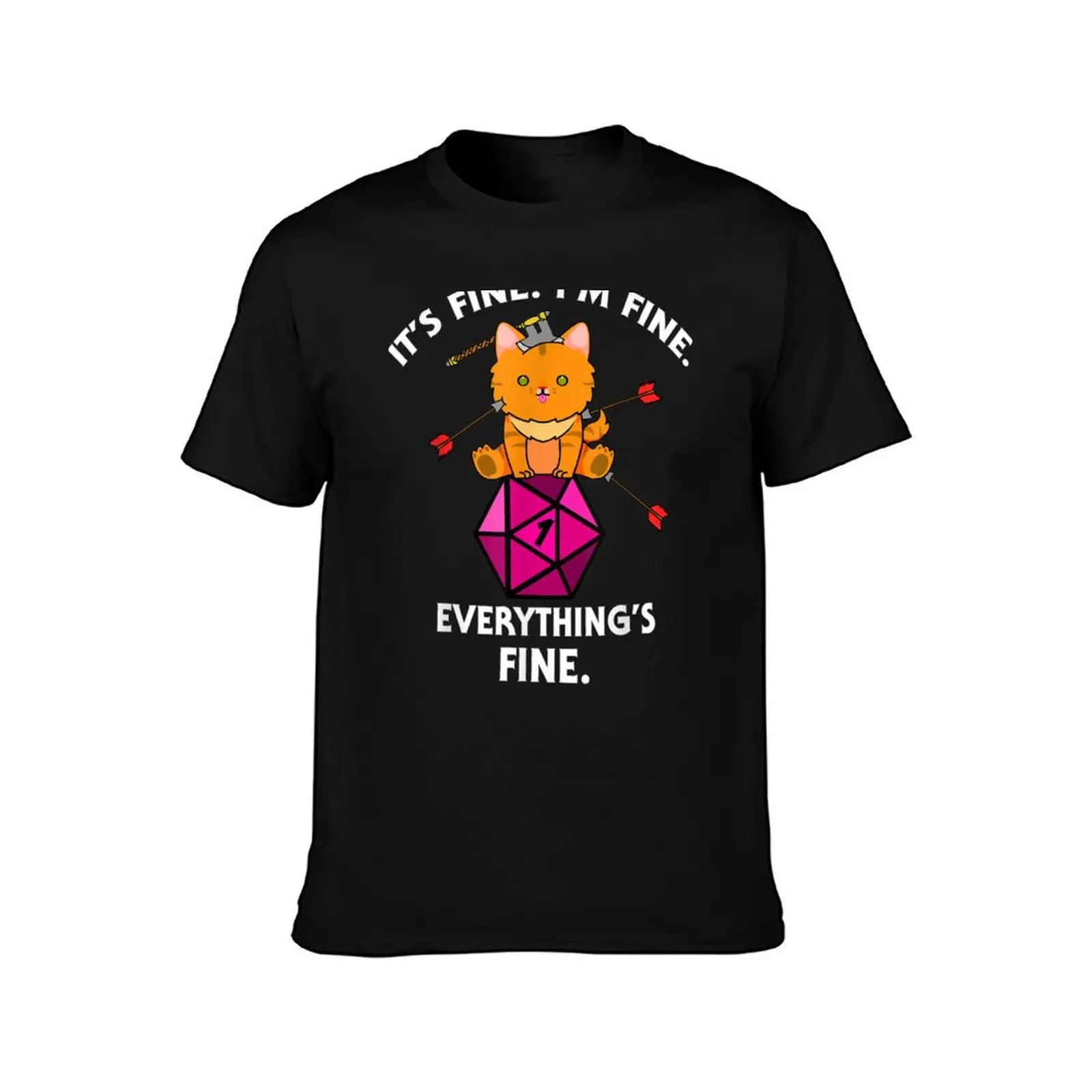 Its Fine Im Fine Everythings Fine Funny D20 Fail Dungeon Ca T-Shirt Work Casual Loose Fit T-Shirt view 2