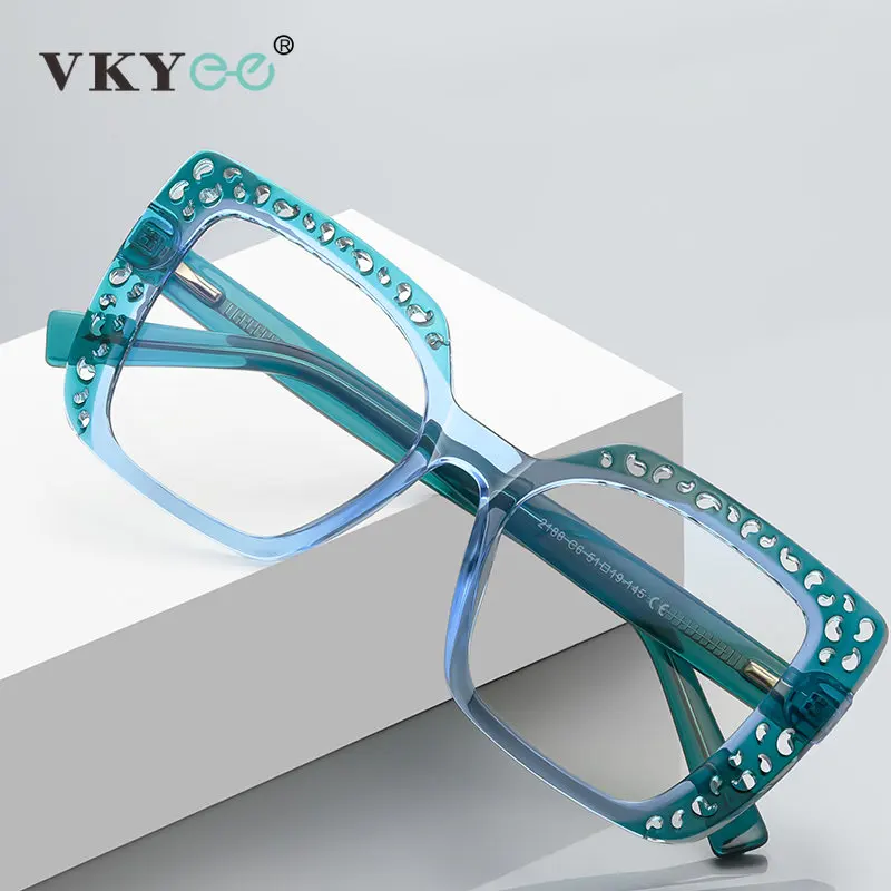 VICKY Square Large Frame Women's Reading Glasses Simple Hollow Design Prescription Custom Anti-blue light Eyeglasses PFD2188