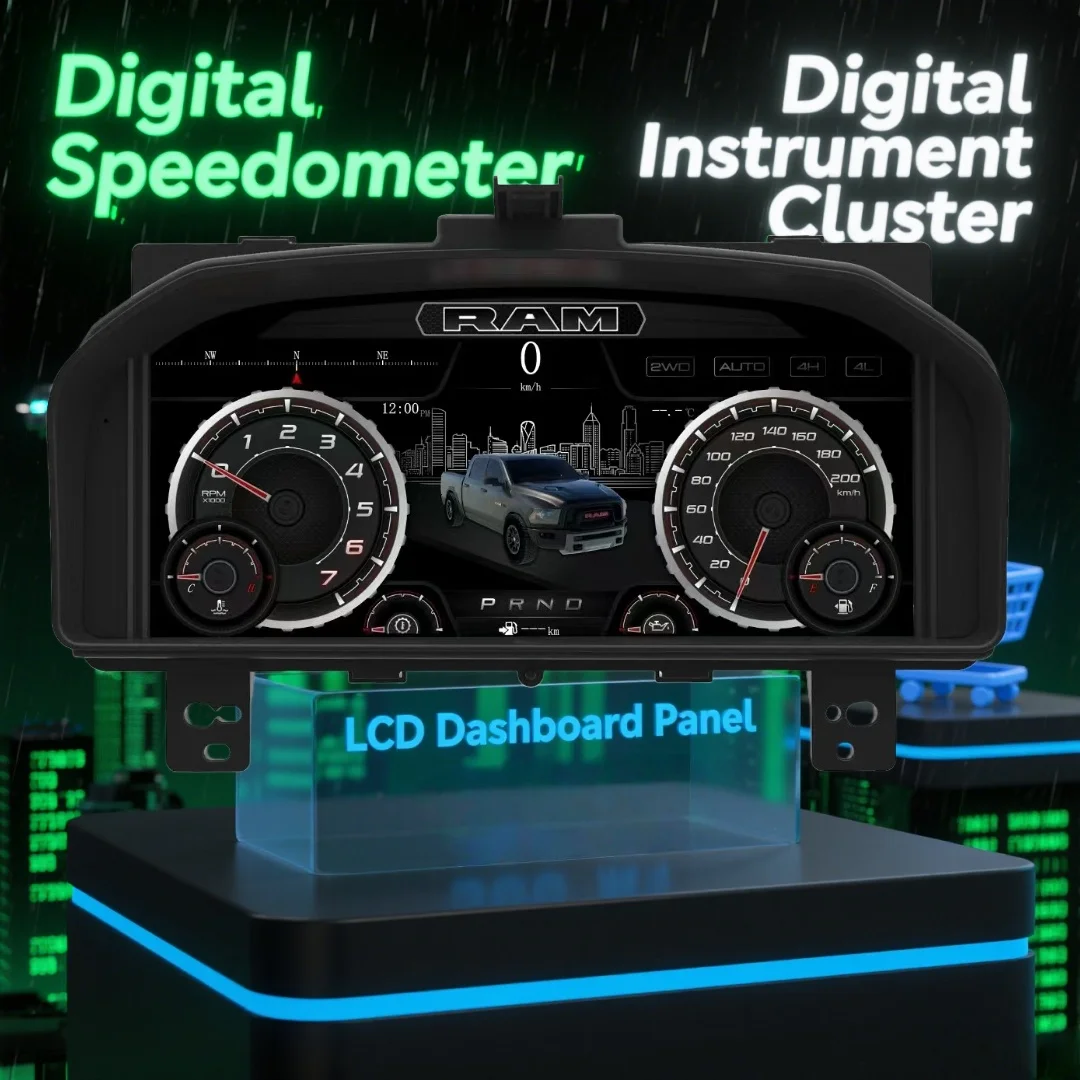 For Dodge Ram 1500 2500 3500 2008-2012 LCD Digital cluster Dashboard Panel Speedometer Screen Virtual Instrument Cluster Virtual