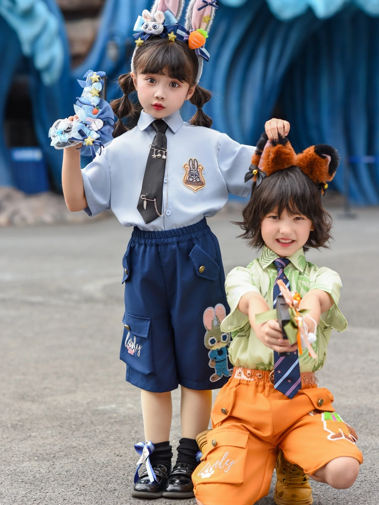 

Children's Performance Clothes Summer Crazy Animal City Theme Judy Nix Cosplay Outfit Boys Girls Twin Brother Sister