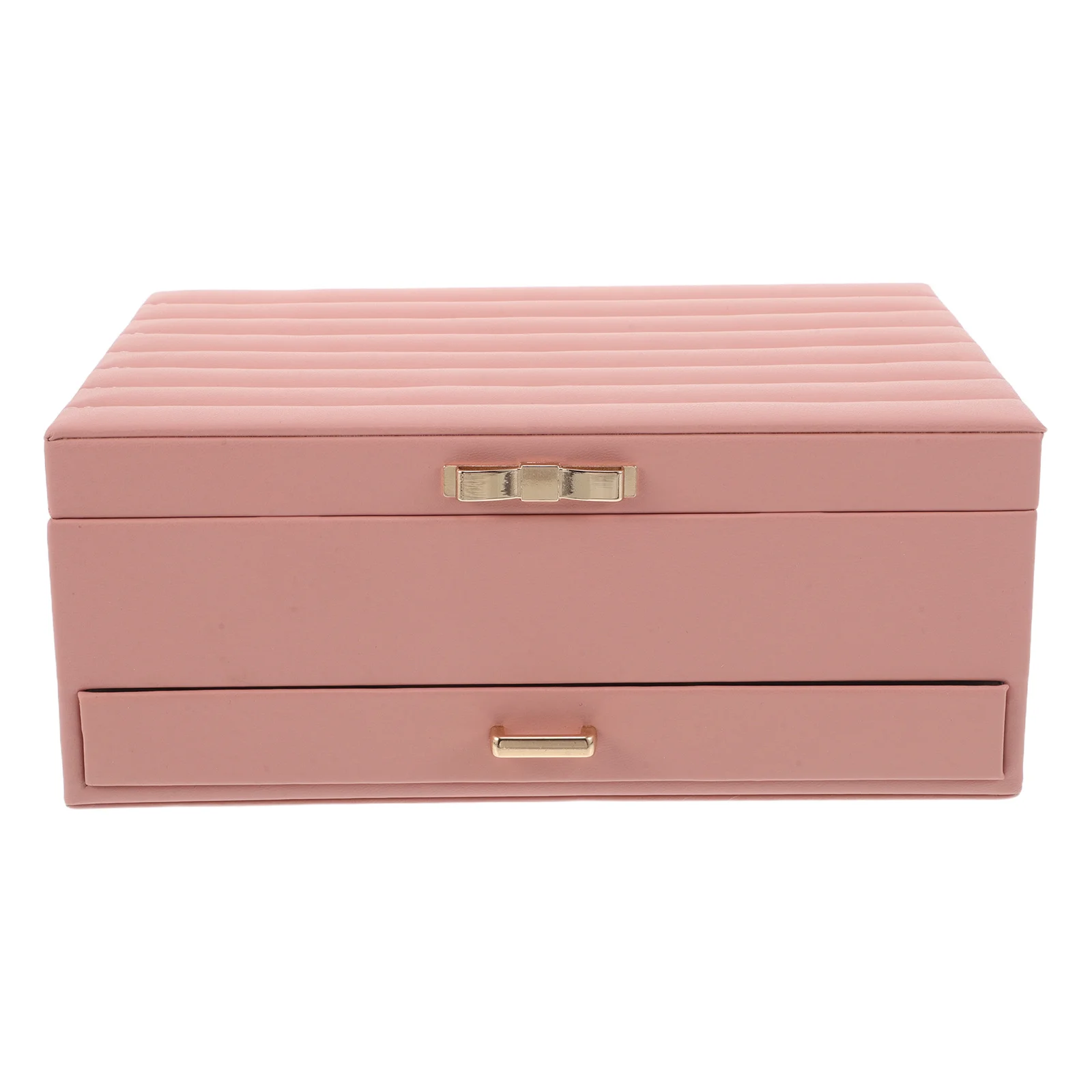 

Jewelry Storage Box Striped Design Large Capacity Soft Pu For Necklaces Bracelets Earrings Travel Home Use Mini Jewellery