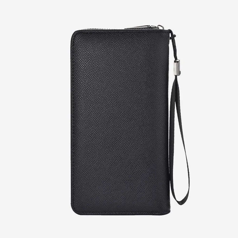 

Large Capacity PU Men's Wallet Anti-splash Water Anti-lost Long Business Handbag Note Compartment Classic Black Casual Purse