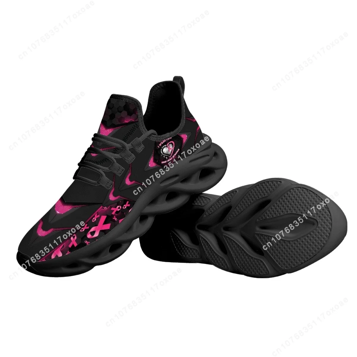 Breast Cancer Shoes Light Soft Flats for Women I Wear Pink Breast Cancer Mesh Sneakers Outdoor Walking Footwear 2023