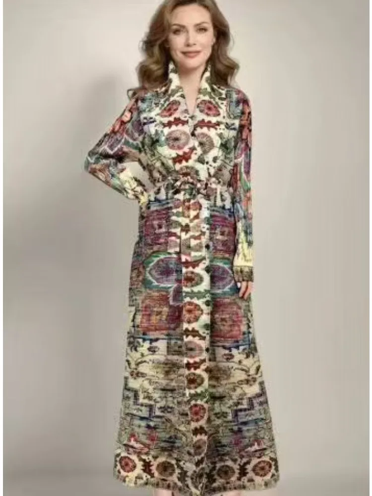 Miyake-cárdigan plisado con estampado de moda musulmana para mujer, chaqueta tipo capa, invierno, 2025