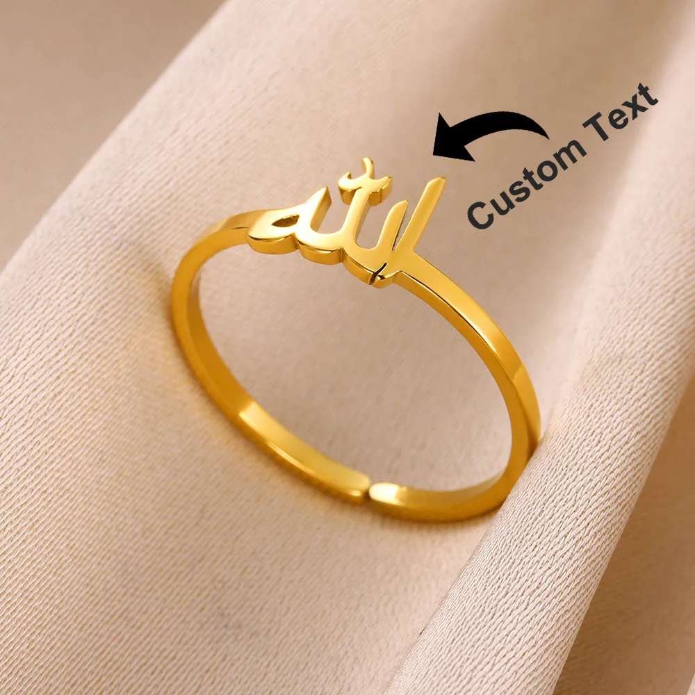 

Custom Arabic Name Rings For Women Gold Color Stainless Steel Name Ring Wedding Christmas Jewelry Gift BFF