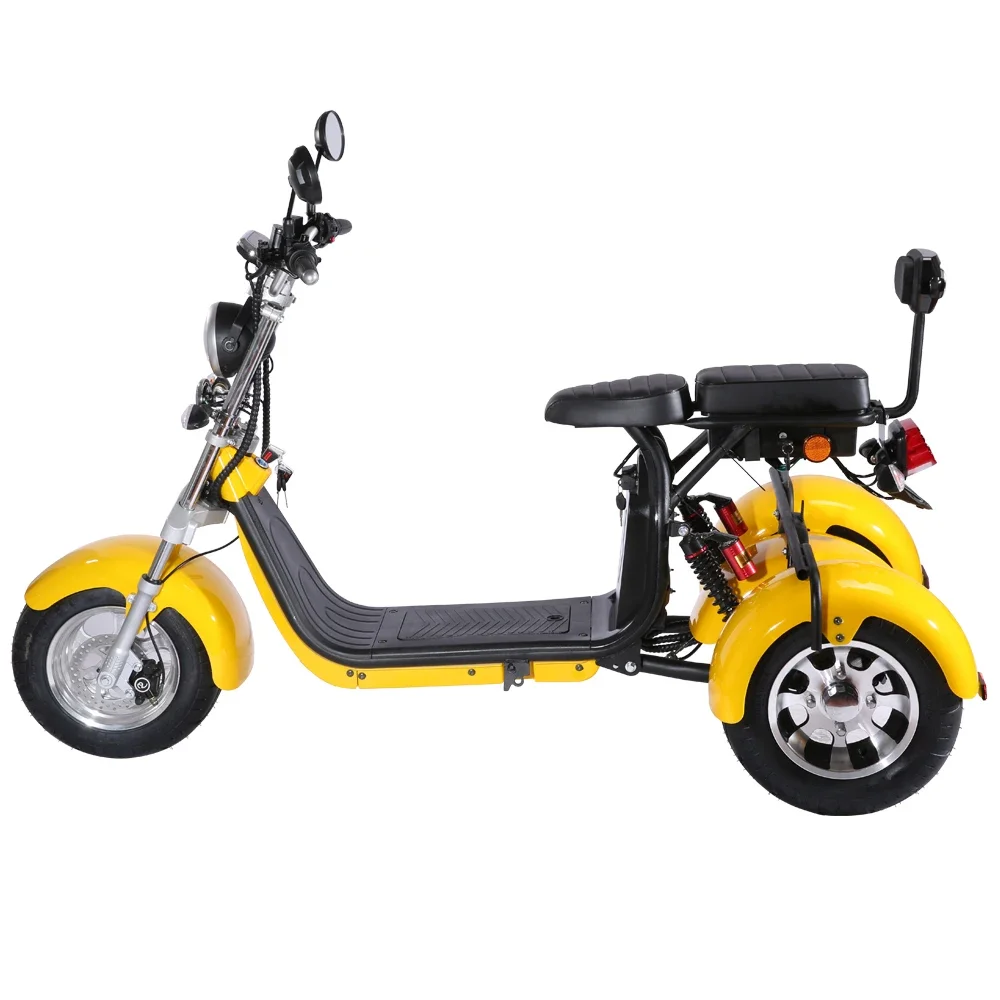 Yellow electric motorcycle full size color custom three-wheel electric scooter 60V