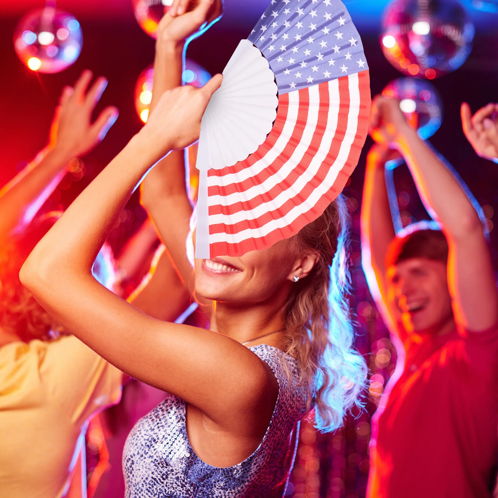 

2pcs Stars Stripes Fans July 4th Patriotic American Flag Folding Hand Fans Independence Day Party Decor For Events Accessories