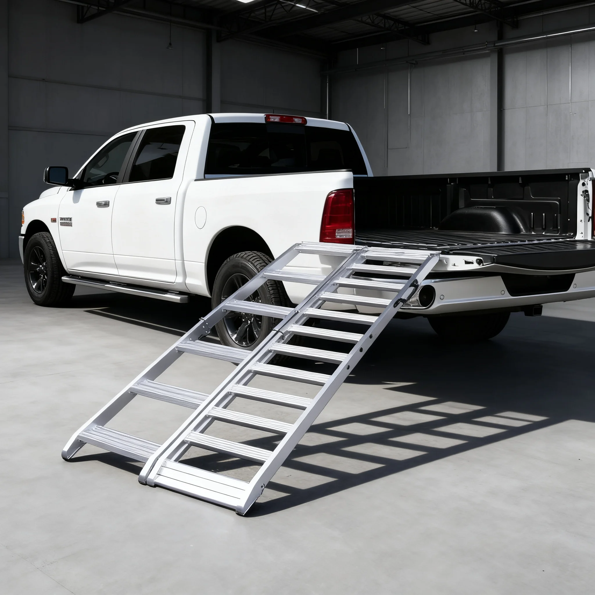 Folding Aluminum Alloy Loading Ramp, Motorcycle Trailer Loading Step for Easy Transport